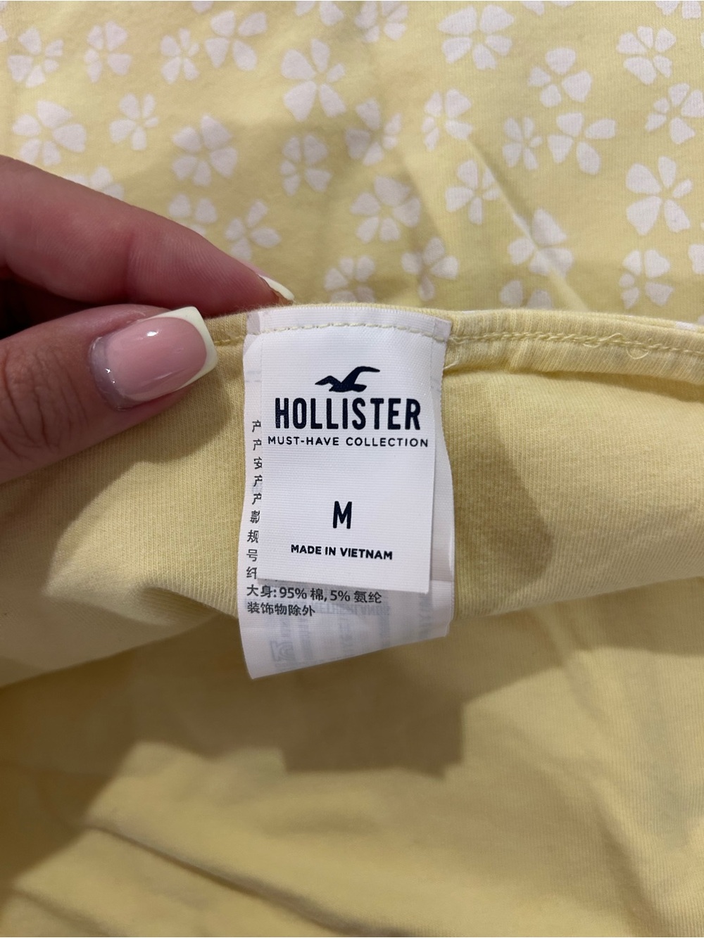 Hollister Yellow Tee with White Floral Print